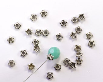 Capuchons de perle étoile de style Bali en étain de 5 mm plaqué argent vieilli - 100