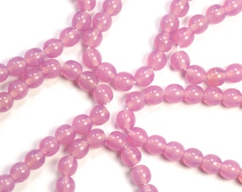 6mm Pink Opaline Round Czech Glass Druk Beads - 25