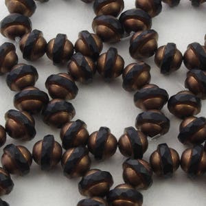 10mm Black Jet Matte Gold Bronze Faceted Saturn Beads - 10