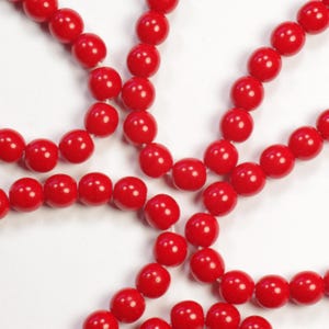 6mm Bright Opaque Red Round Czech Glass Druk Beads - 25