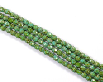 Green Turquoise Picasso Czech Glass Fire Polish Beads 6mm 25 - Etsy