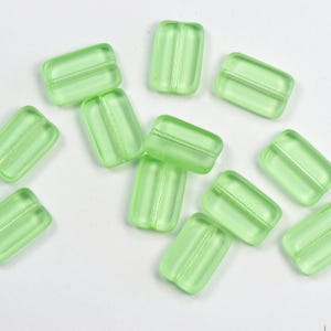 8x12mm Light Peridot Green Table Cut Czech Glass Beads Rectangles - 12