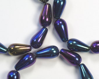 7 x 5 mm ブラウンアイリスティアドロップチェコガラスビーズ