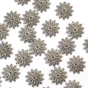 12mm Oxidized Silver Solid Antiqued Brass Fine Filigree Detail Bead Caps - 20