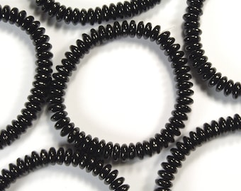 6mm Jet Black Smooth Rondelles Czech Glass Beads - 50