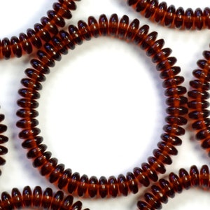 6mm Madeira Topaz Smooth Rondelles Czech Glass Beads - 50