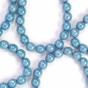 6mm Denim Blue Czech Glass Smooth Round Druk Beads - 25