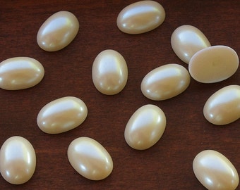 Quality Faux Pearl Oval Cabochons Costume Jewelry Repair or Creation 10x14mm Ivory - 6