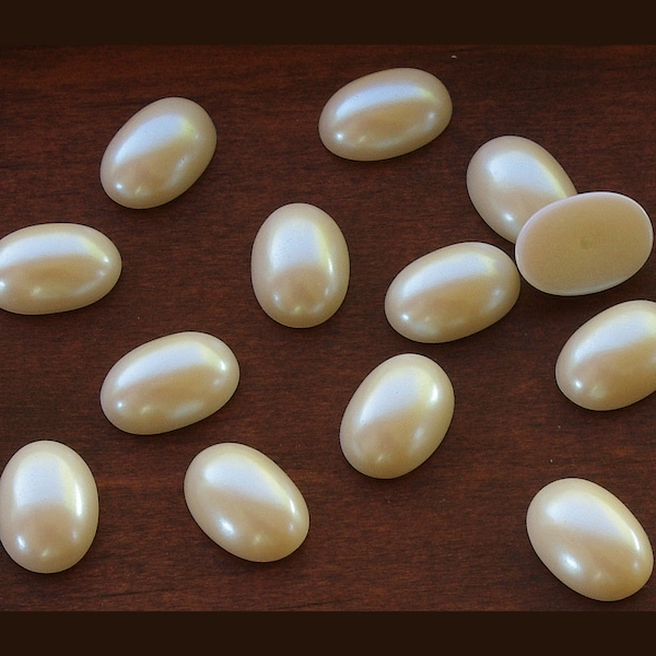 Quality Faux Pearl Oval Cabochons Costume Jewelry Repair or Creation 10x14mm Ivory - 6