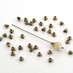 3.5mm Solid Antiqued Brass Flower Petal Edge Spacer Bead Caps - Choose Quantity