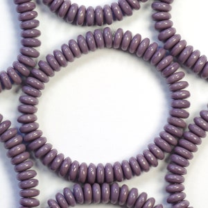 6mm Opaque Purple Smooth Rondelles Czech Glass Beads - 50