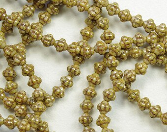 Opaque Beige Picasso Saturn Czech Glass Beads 6mm - 25