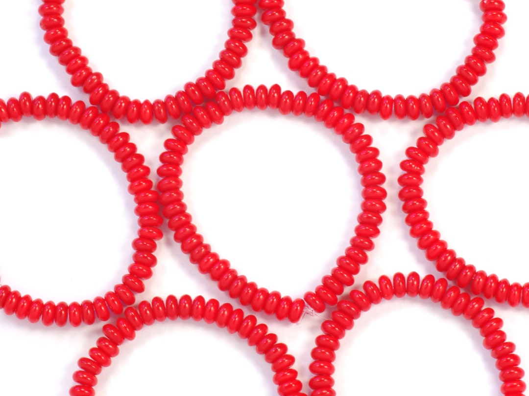 4mm Opaque Bright Red Smooth Rondelles Czech Glass Beads - 50 - Etsy