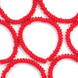 4mm Opaque Bright Red Smooth Rondelles Czech Glass Beads - 50