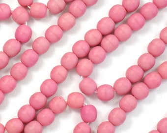 6mm Matte Opaque Pink Czech Glass Round Druk Beads 6mm - 25