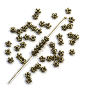 4mm Bali Style Granulated Spacer Bronze Plated Pewter Beads - 100