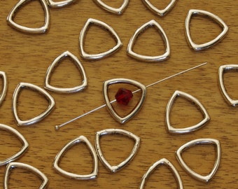 Pewter Triangular Bead Frames Silver Plated 15mm - 10