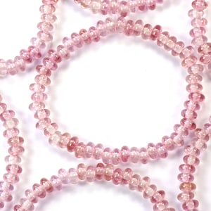 4 mm transparant roze topaas glans gladde rondelles Tsjechische glaskralen - 50