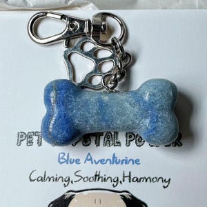 Crystal Pet Charm – Bone-Shaped Gemstone Pendant for Dogs – Calming Energy & Protection Gift