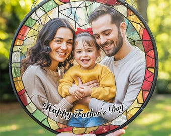 Personalized Dad Portrait Suncatcher: Stained Glass Window Hanging