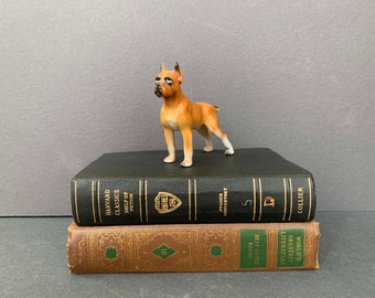 Vintage Boxer Figurine. Small Boxer Dog Statuette. Shelf Mantle Decor. Dog Figurine.