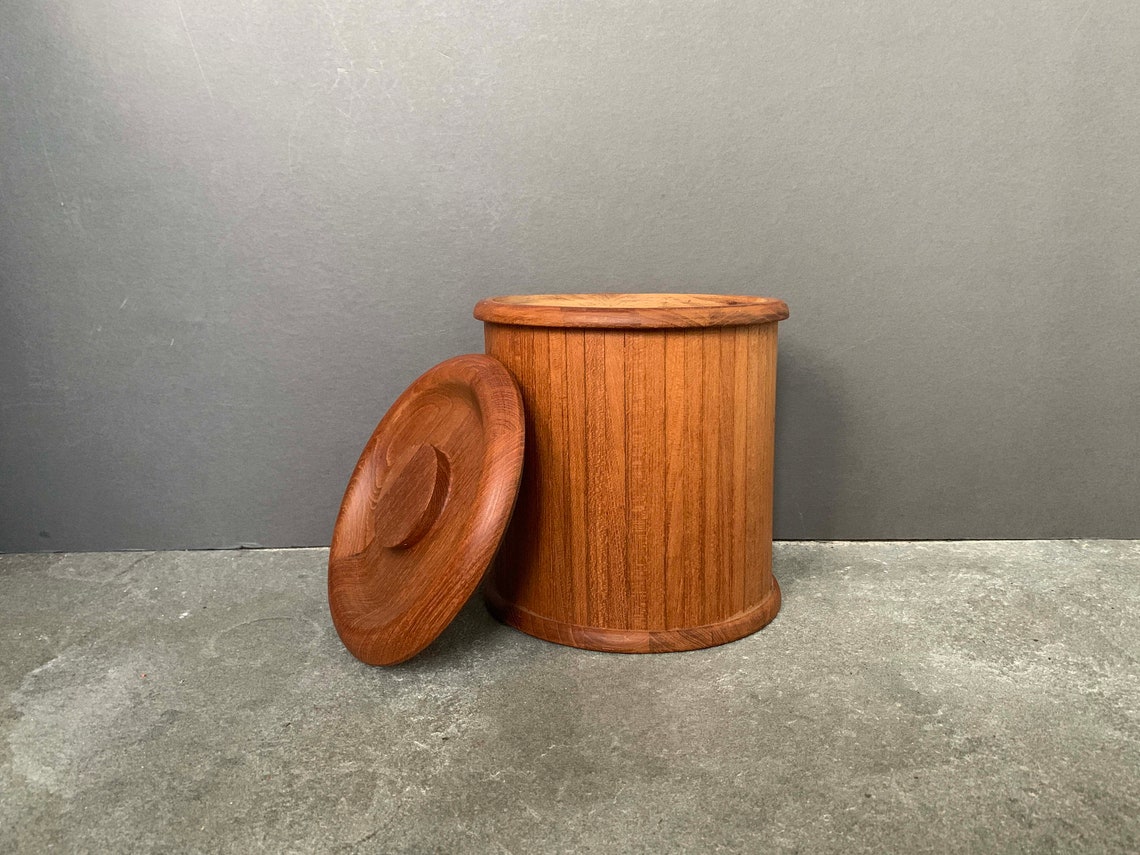 Vintage Ice Bucket With Lid. Wood Ice Bucket. Mid Century Etsy Ireland