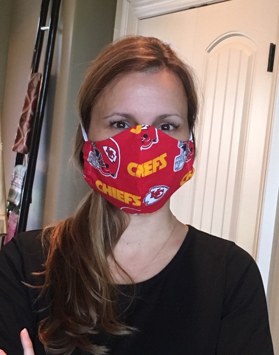 Kansas City Chiefs Red Cotton Face Mask With 3 Layers And Etsy