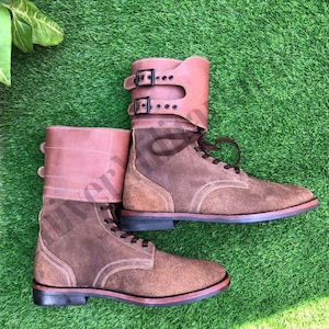 WWII M43 Us Army Two-Buckle American Boot – Brown Suede & Leather with Rubber Sole, All Sizes Available.