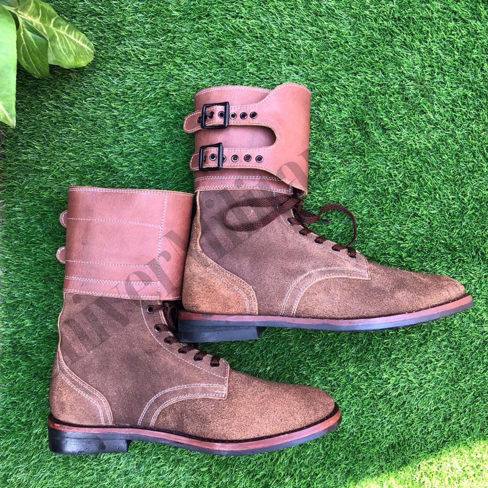 第二次世界大戦イギリス軍スタイル戦闘ブーツ - ブラウンスエード