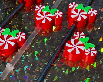 Vibrant Mouse Ears Peppermint Swirl Straw Topper