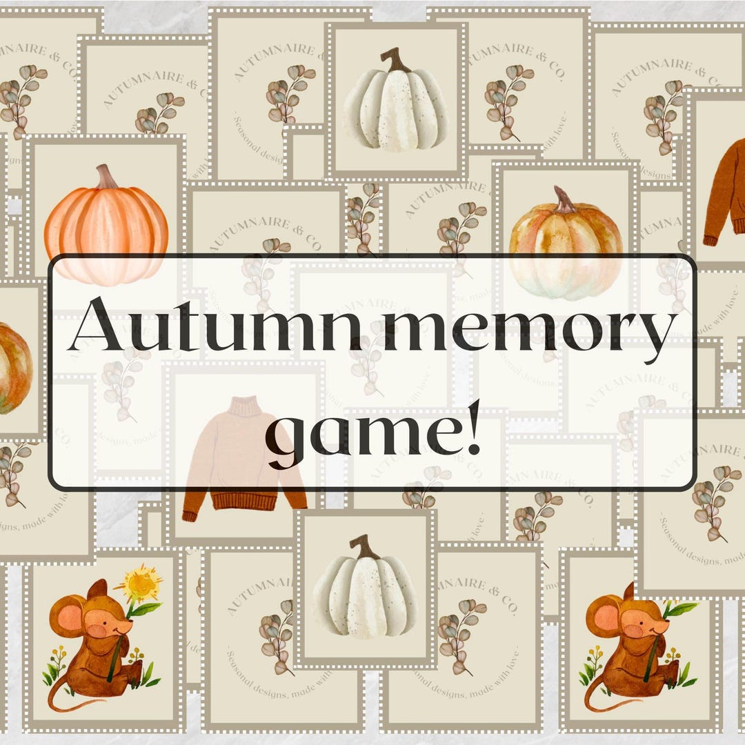 Autumn-themed Memory Game for Kids, Pumpkin Printable Fun Memory Game ...