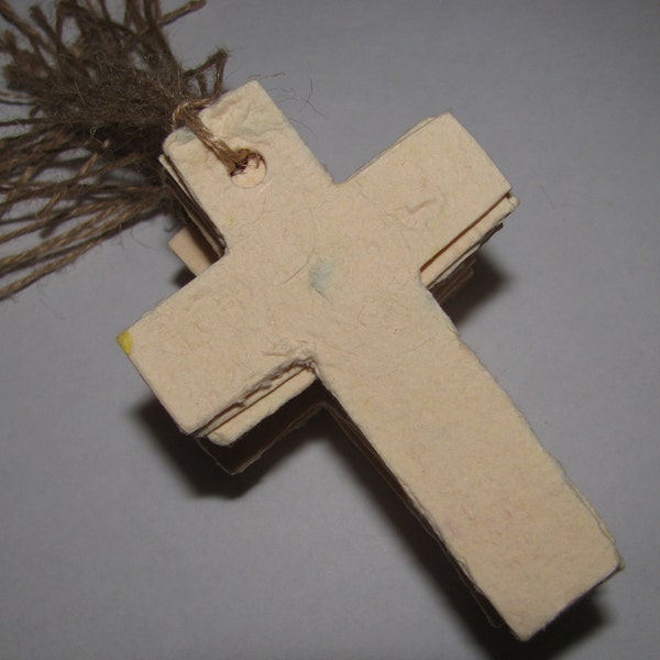 Ivory Cross-Shaped Plantable Gift Tags Embedded With Organic Wildflower Seeds