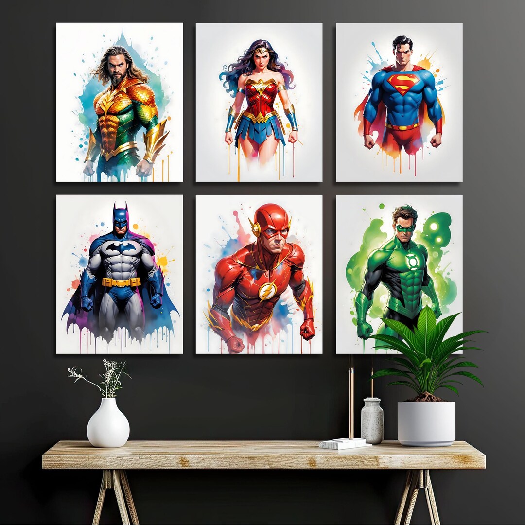 DC Superheroes Poster Prints 6 Iconic Characters DC Watercolor Gift dc-superheroes-poster-prints-6-iconic-characters-dc-watercolor-gift