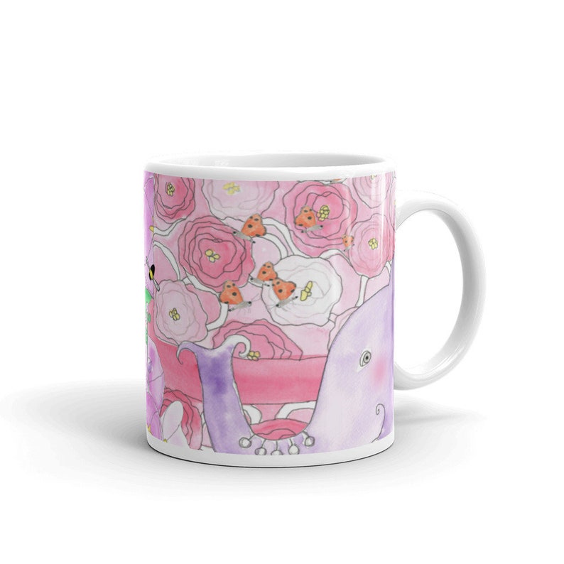 Pink Cake Elephant and Butterflies Mug image 2