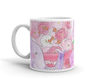 Pink Cake Elephant and Butterflies Mug