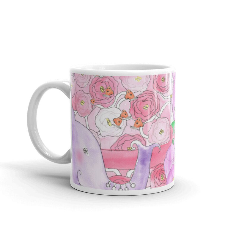 Pink Cake Elephant and Butterflies Mug image 1