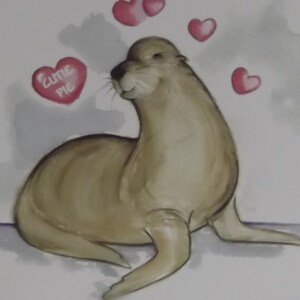 Sea Lion Card - Be My Valentine Day Card - Adult Sea Lion