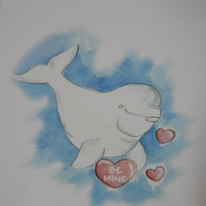 Beluga Valentine Card - Be Mine - Happy  Valentines Day Card