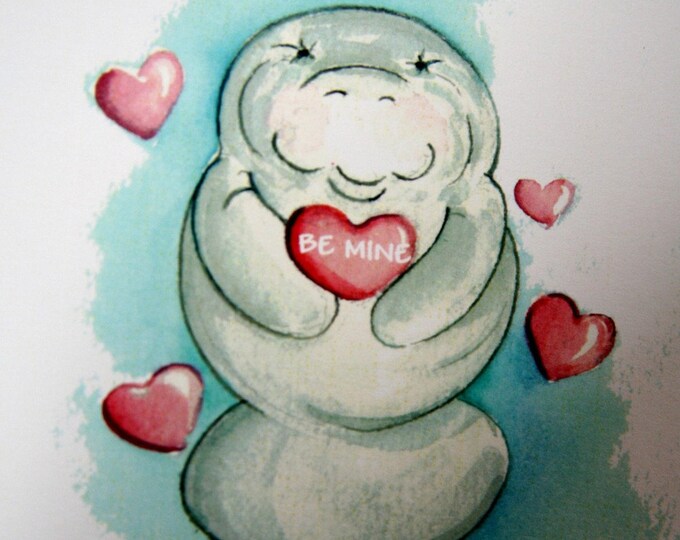 Manatee Valentine Card Happy Valentine's Day - Etsy