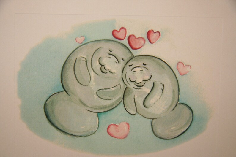 Manatees Valentine Card | Etsy