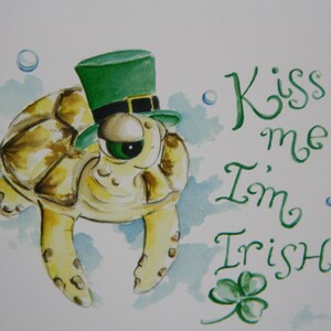 Carte De la Saint-Patrick pour la tortue de mer - Kiss Me I’m Irish