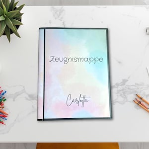 Zeugnismappe A4 personalisiert, Platz für bis zu 40 Zeugnisse, Dokumente oder Urkunden, Hardcover Mappe mit dokumentenechten Folien bunt