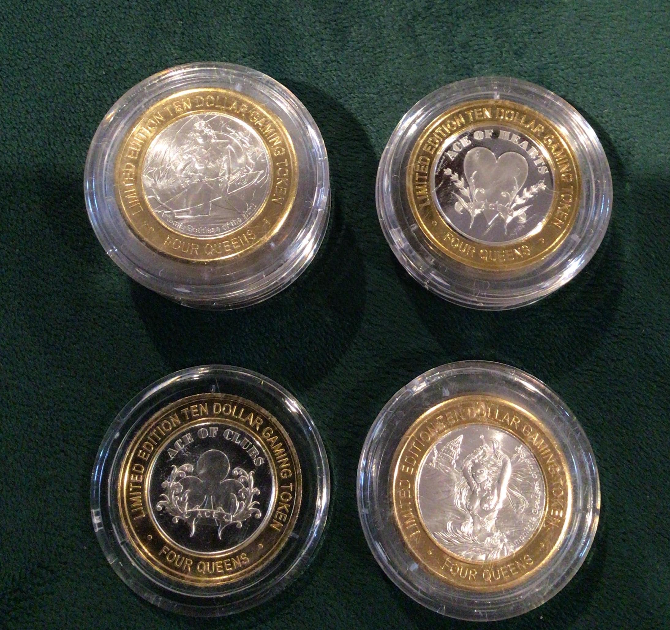 Four Queens Casino Collectable Silver Strike Coins. Each Coin is