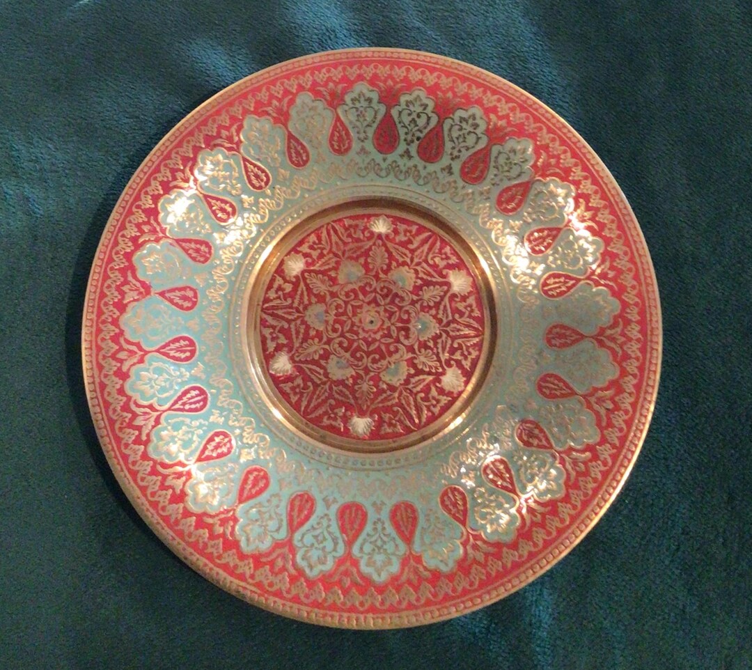 Colorful Brass Enameled Inset Dish From India. Measures 7 1/2” in ...