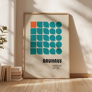 BAUHAUS ARTE BLUE printed shapes, Bauhaus wallart, Bauhaus poster printed, Mid Century print Framed wall art poster, bauhaus poster print