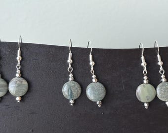 Pendientes de jaspe de Silver Creek, joyería artesanal con piedras preciosas, pendientes únicos de jaspe, pendientes de plata estilo boho