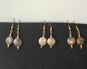 Silver Creek Jasper Earrings Handmade Gemstone Jewelry Unique Jasper Earrings Boho Style Gold Earrings