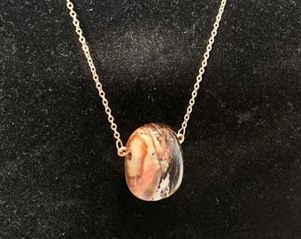 Gemstone Necklace Botswana Agate with Antique Red Copper Chain for Everyday Wear