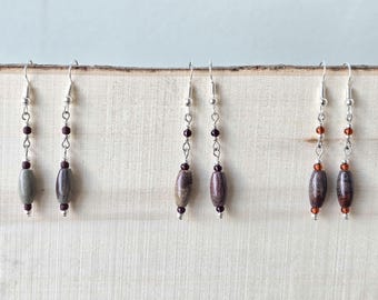 Pendientes de jaspe hoja de plata hechos a mano. Pendientes de jaspe únicos, joyería con piedras preciosas, estilo boho.