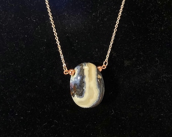 Gemstone Necklace Botswana Agate with Copper Chain for Everyday Wear